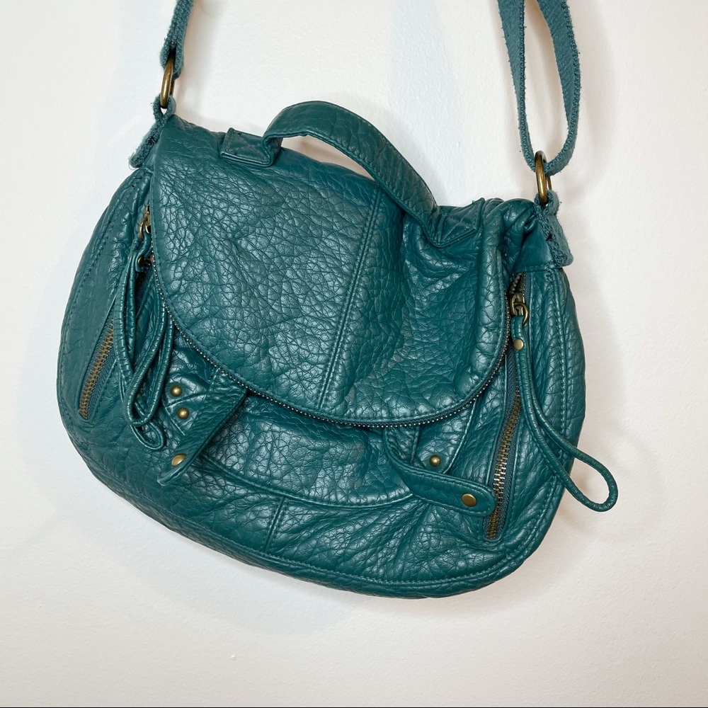 American Eagle Leather Teal Crossbody Bag Purse